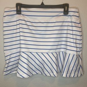 VINEYARD VINES- 15 Inch Break Striped Ruffled Skort Blue and White  Sz L